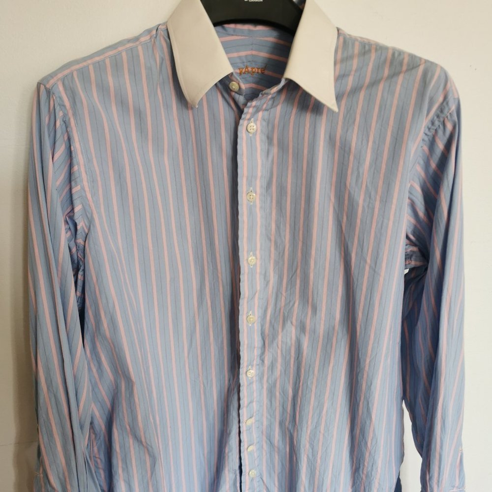 Yapre Pink and blue cufflink shirt
